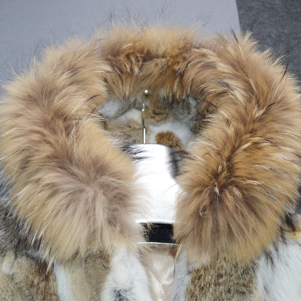 Women Genuine Rabbit Fur Coat Lady Winter Warm Jacket Natural Color Real Rabbit Fur Overcoat