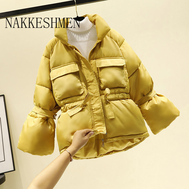 Winter Fashion Women Jackets Parkas Thick Warm Lantern Sleeve Tops Jackets Slim Solid Sweet Jackets for Female Clothing 201019