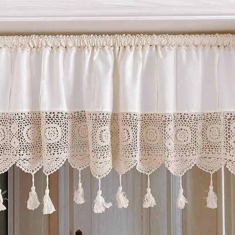 Retro Style Beige Cotton Cloth Crochet LaceTassel Coffee Curtain Multi-function Decorative Short Curtain, As picture
Retro Style Beige Cotton Cloth Crochet LaceTassel Coffee Curtain Multi-function Decorative Short Curtain, As picture