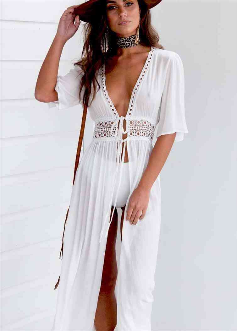 Women Summer Solid White Hole Split Fairy Holiday Maxi Dress Beach Bikini Up Long Dress Summer Boho Swimwear, Black;gray
Women Summer Solid White Hole Split Fairy Holiday Maxi Dress Beach Bikini Up Long Dress Summer Boho Swimwear, Black;gray