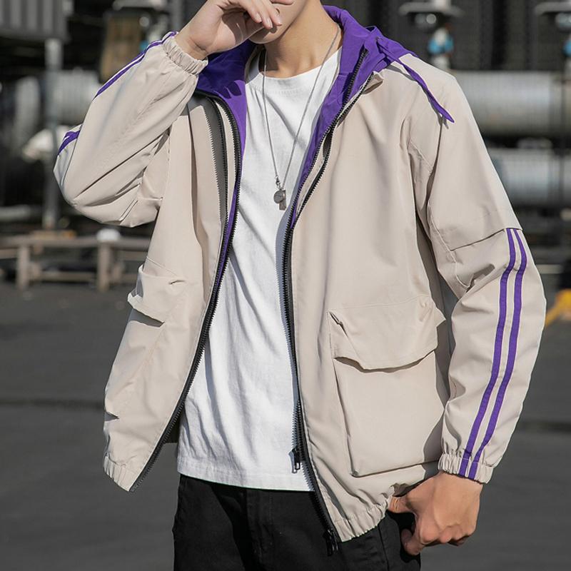 Spring Autumn Jacket Mens Hooded Windbreaker Jacket Casual Solid Loose Hoodie Jacket Coats Streetwear Man 201127