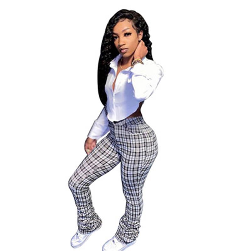 Womens Printed Grid Trousers Fashion Trend Folds Flare Mid Waist Pants Designer Autumn New Female Elastic Waist Casual Loose Trousers
Womens Printed Grid Trousers Fashion Trend Folds Flare Mid Waist Pants Designer Autumn New Female Elastic Waist Casual Loose Trousers