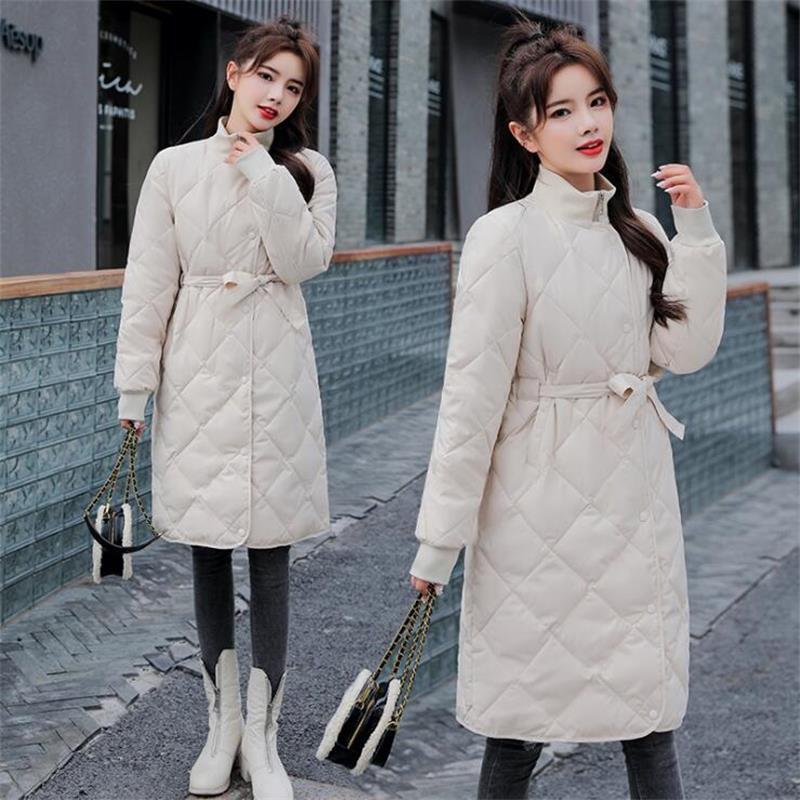 Winter Jacket Women Plus Size 3XL Casual Long Coat Winter Female Down Cotton Padded Parkas Bandage Ladies Jacket Coat 201126