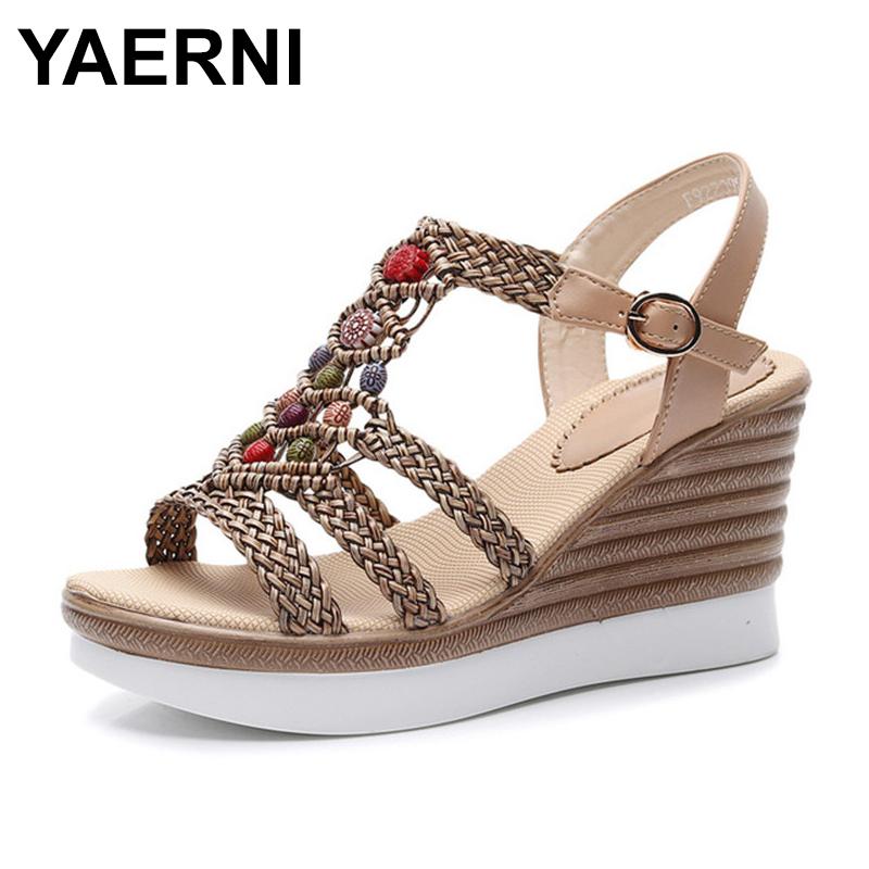 YAERNI2020 summer new rope high heel platform wedge sandals with national wind weaving beaded shoes women, Beige
YAERNI2020 summer new rope high heel platform wedge sandals with national wind weaving beaded shoes women, Beige