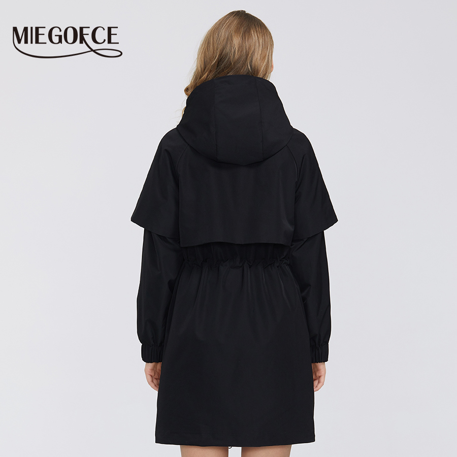 MIEGOFCE New Spring Women Coat Jacket Windproof Windbreaker Fashion Medium-length Loose Classic Model Fitted Zipper Pockets 201211