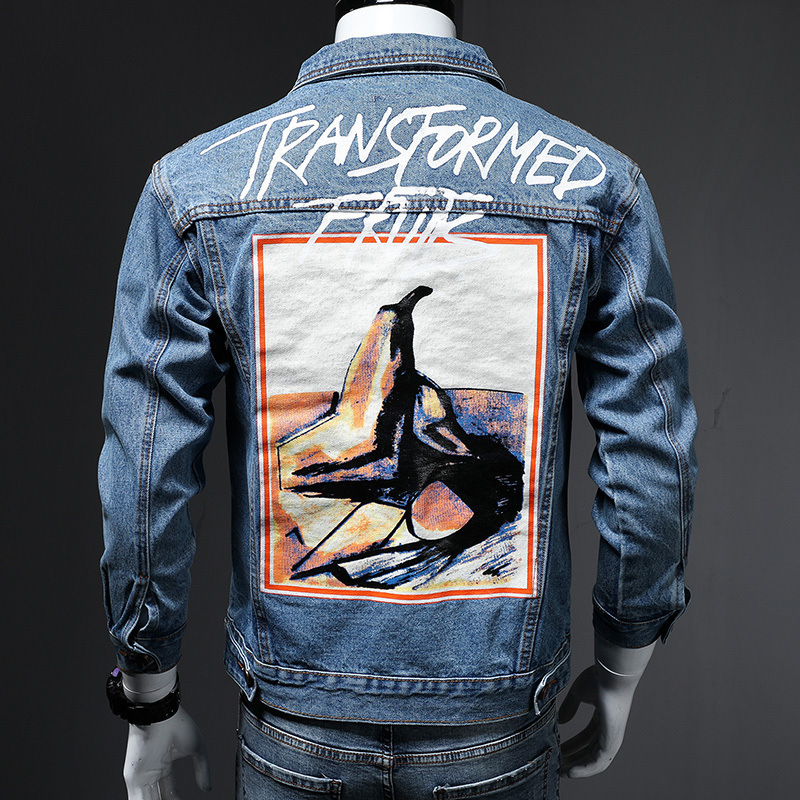 Fashion Casual embroidered flower denim jacket male skull youth long-sleeve hip hop mastermind printing Korean jacket 201128