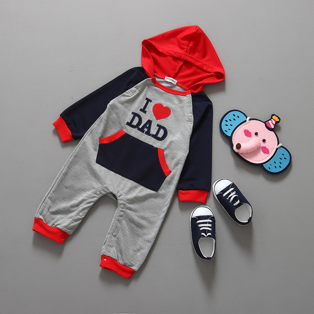 Toddler Infant Baby Boys Girls Embroidery Letter Print Hooded Romper Jumpsuit Outfits Twins Baby Romper Autumn Clothes HOOLER 201027