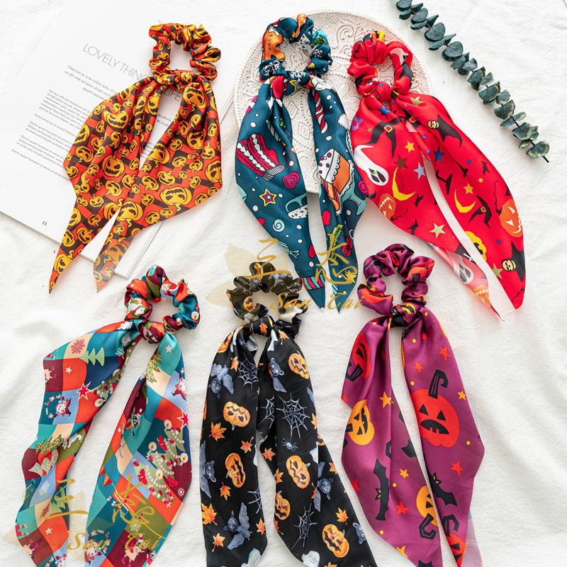 Christmas Halloween Hairband Funny Satin Women Long Ribbon Scarf Hair Tie Scrunchies Personality Skull Pumpkin Hair Accessories
Christmas Halloween Hairband Funny Satin Women Long Ribbon Scarf Hair Tie Scrunchies Personality Skull Pumpkin Hair Accessories