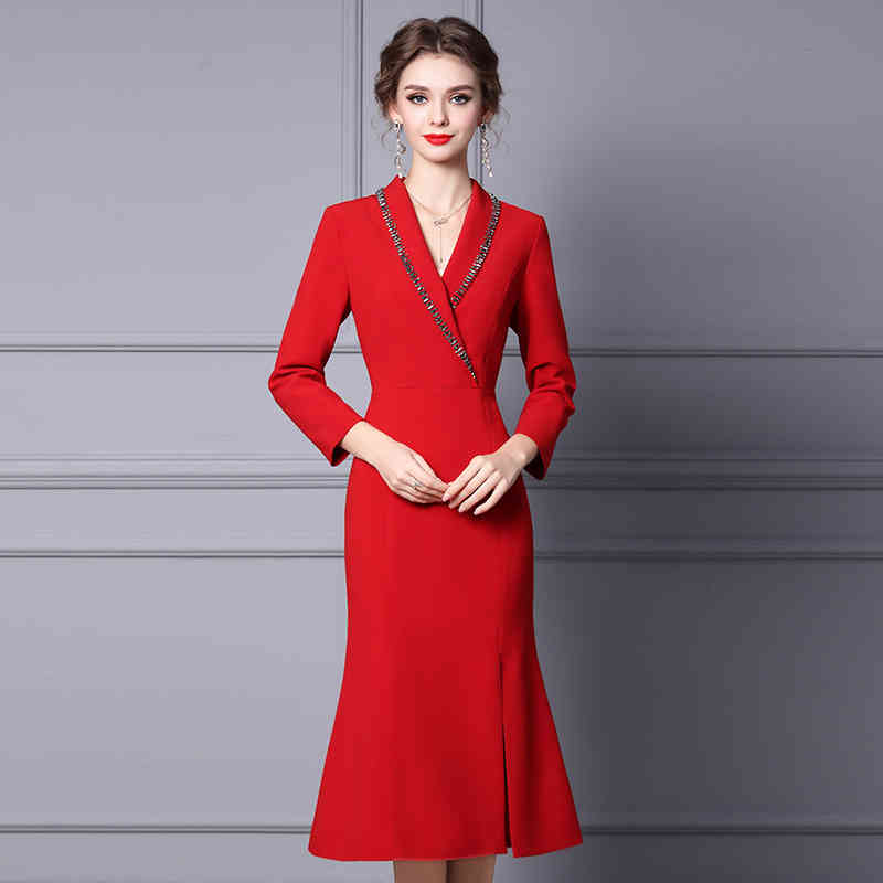 Casual Dresses Zhili dress women' winter with coat high sense Nail Drill fishtail skirt style 2ZLB, Red
Casual Dresses Zhili dress women' winter with coat high sense Nail Drill fishtail skirt style 2ZLB, Red