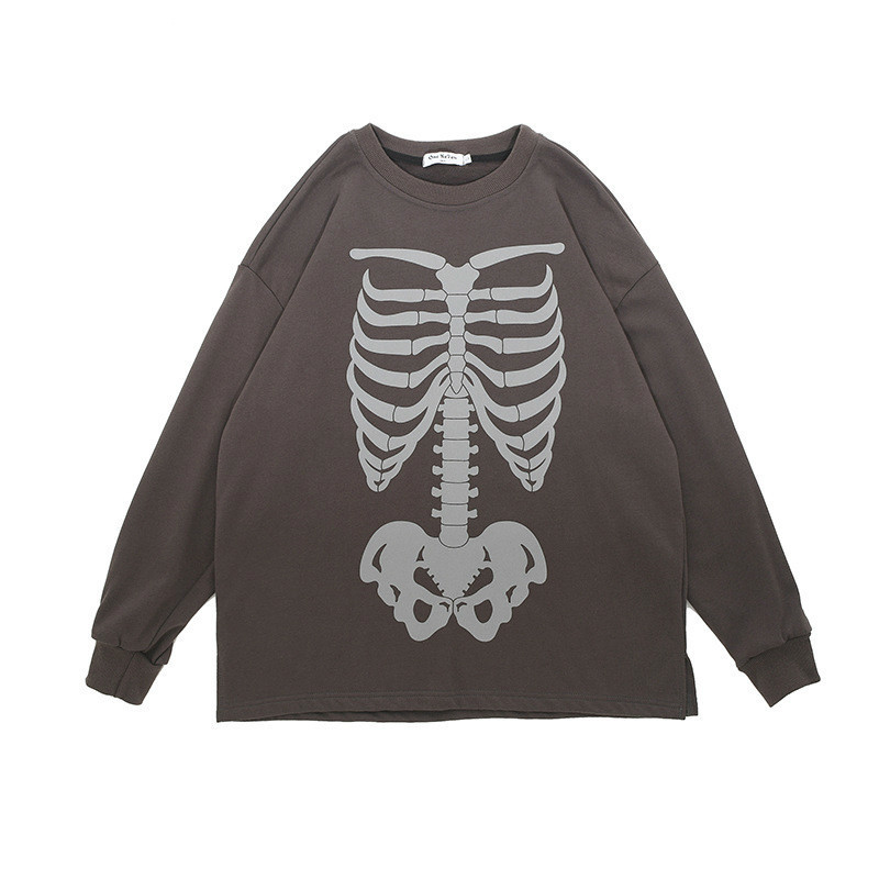 UNCLEDONJM Skeleton long sleeve t-shirt Men's High Street Hip-hop Rap Loose Tie dyed Tops Tee LY-G7 201202