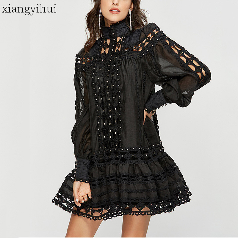 Loose Casual Beading Party Dresses Women Summer Spring Lantern Long Sleeve Short Dress Lace Stitching Hollow Out Vestidos Black Y200805, White
Loose Casual Beading Party Dresses Women Summer Spring Lantern Long Sleeve Short Dress Lace Stitching Hollow Out Vestidos Black Y200805, White