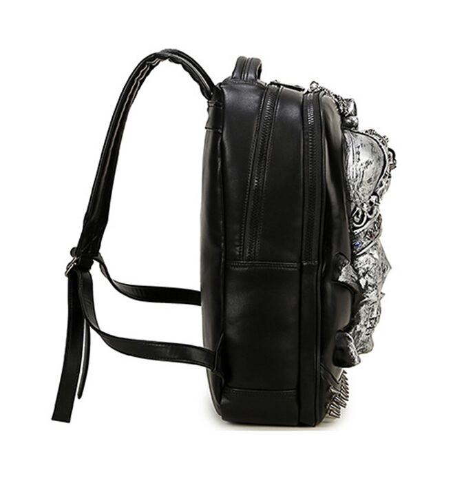 3D Embossed Crown Skull Men Backpack bags unique Male Cool Rock Bags Rivet whimsical Laptop bag for Teenagers mochila