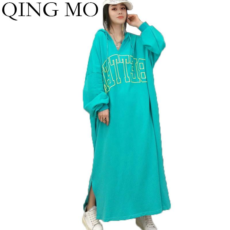 QING MO Blue Yellow Women Letter Print Dress 2020 New Women Hooded Pullover Dress Floor Length Loose ZQY5767
QING MO Blue Yellow Women Letter Print Dress 2020 New Women Hooded Pullover Dress Floor Length Loose ZQY5767