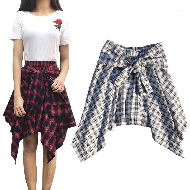 Women Skirts Summer Ulzzang Girlfriends Elastic Waist Irregular Plaid Skirt Lace Up Bow Femme Wild High Waist Skirts MZ24781, Blue
Women Skirts Summer Ulzzang Girlfriends Elastic Waist Irregular Plaid Skirt Lace Up Bow Femme Wild High Waist Skirts MZ24781, Blue