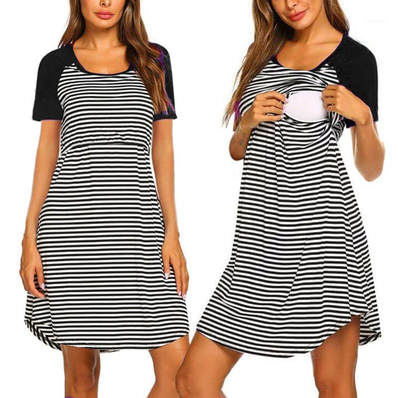 2021 New Summer Dress Pregnant Women's Maternity Short Sleeve Striped Print Nursing Dress For Breastfeeding Ropa Premama Verano1, Black
2021 New Summer Dress Pregnant Women's Maternity Short Sleeve Striped Print Nursing Dress For Breastfeeding Ropa Premama Verano1, Black