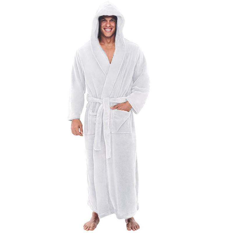 Home Clothes Mens Bathrobe Winter Long Robe Shawl Bathrobe Male Long Sleeved Robe Coat Pajamas Plus Size Mens Bath Robe Pajamas 201109