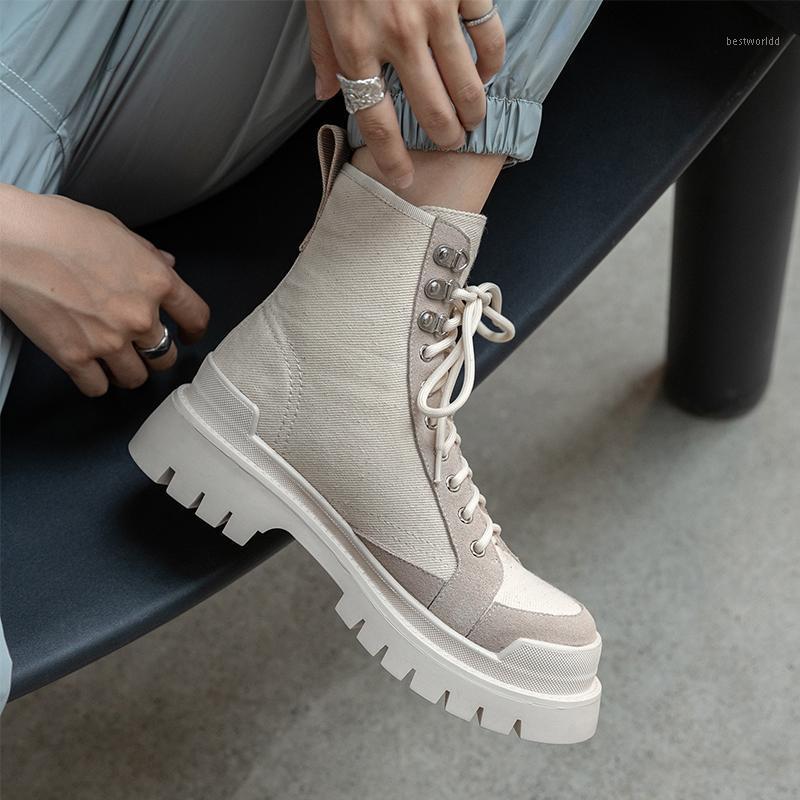 Genuine leather denim Cross-Tied Short Boots Women thick high heels Party Casual Basic Shoes Woman Fashion Round Toe Ankle Boots1, Beige
Genuine leather denim Cross-Tied Short Boots Women thick high heels Party Casual Basic Shoes Woman Fashion Round Toe Ankle Boots1, Beige