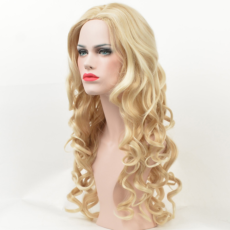 Long Wavy Blond Hair Cosplay Wig Party Halloween Heat Resistant Fashion Women Synthetic Free Wig