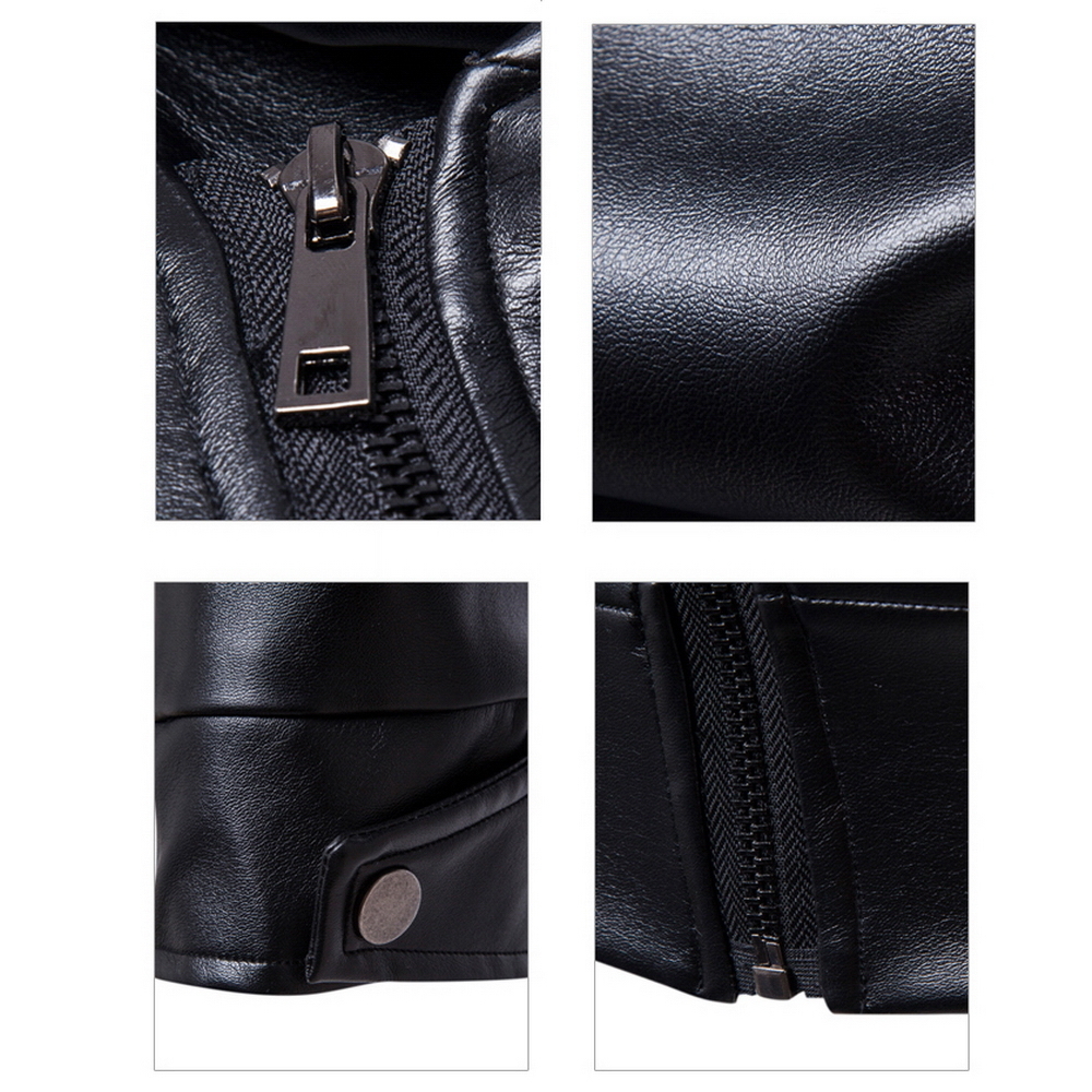 PU Leather Jacket Black Men Leather Jacket Hooded Zipper Men Coat Long Sleeve Turtleneck Faux Leather Jacket 201128