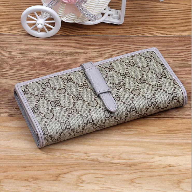 Factory wholesale women handbag printed leather wallet belt decoration multifunctional womens long wallets trend contrast leathers storage