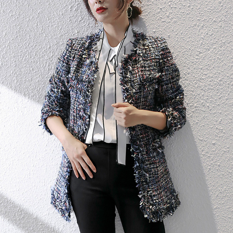 Black Women's Jacket Tweed Holiday Spring/Autumn/Winter Jacketr T Business Classic Ladies One Piece Jacket Coat 201029