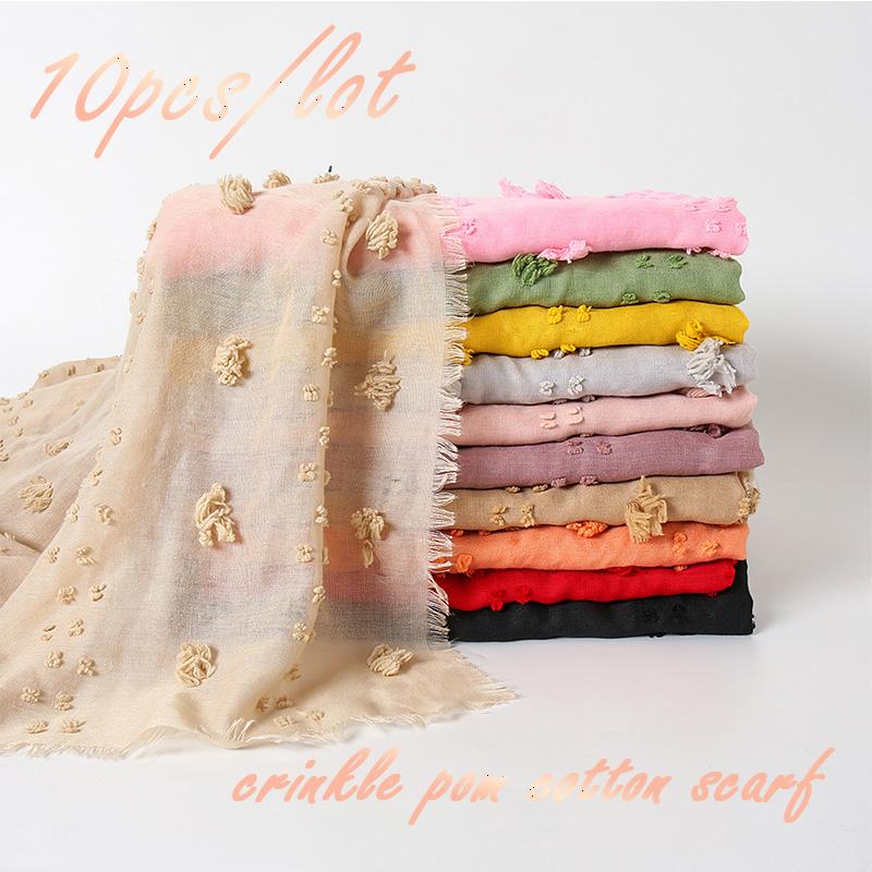 Plain Tassel Pom Cotton Scarf Women Muslim Hijab Stoles Female Large Size Fringed Scarves Shawl Solid Color Bandana 10 pcs /lot
Plain Tassel Pom Cotton Scarf Women Muslim Hijab Stoles Female Large Size Fringed Scarves Shawl Solid Color Bandana 10 pcs /lot