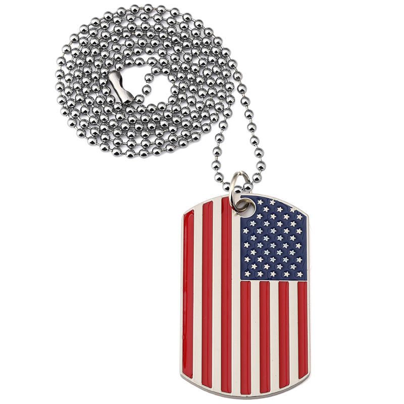Fashion Stainless Steel Military Tag Trendy USA Symbol American Flag Pendants Necklaces Party Decoration Necklace Creative Gift