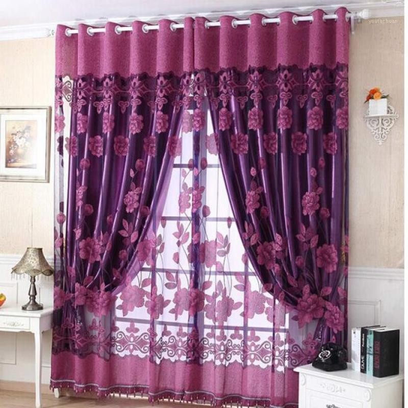 

1PC 1M*2.5M Window Curtains Sheer Voile Tulle for Bedroom Living Room Balcony Kitchen Printed Tulip Pattern Sun-shading Curtain1, Coffee 1pc