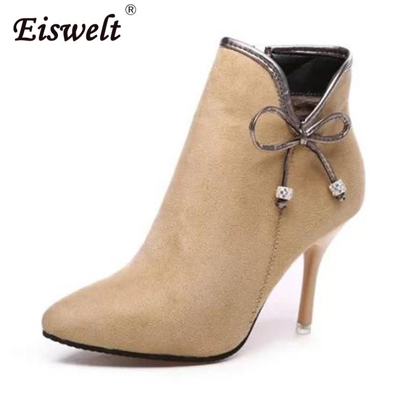 EISWELT Autumn and Winter Ladies Fashion Suede Bow Pointed Women Ankle Boots Solid Female Velvet High Heels Boots, Khaki
EISWELT Autumn and Winter Ladies Fashion Suede Bow Pointed Women Ankle Boots Solid Female Velvet High Heels Boots, Khaki