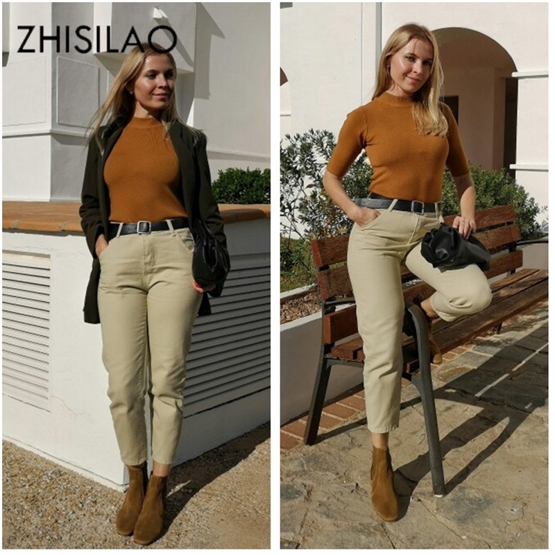 Straight Women Solid Vintage Sashes Casual High Waist Plus Size Mom Boyfriends Jeans Denim Pants White 201029