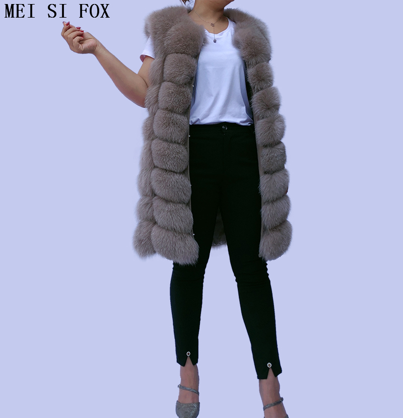 coat female autumn natural Mid-length sleeveless jacket fox vest gilet real fur free shipping top 201103