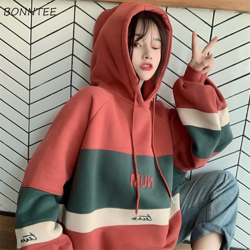 Februaryfrost Hoodies Thicker Plus Velvet Students Simple Patchwork Hooded Korean Style Harajuku Womens High Quality Trendy Oversize New, Red
Februaryfrost Hoodies Thicker Plus Velvet Students Simple Patchwork Hooded Korean Style Harajuku Womens High Quality Trendy Oversize New, Red