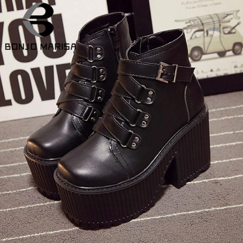 BONJOMARISA Female Fashion Punk Cool Ankle Boots Black Bucckle Platform Boots Women Casual Fashion Round Toe Shoes Woman1
BONJOMARISA Female Fashion Punk Cool Ankle Boots Black Bucckle Platform Boots Women Casual Fashion Round Toe Shoes Woman1