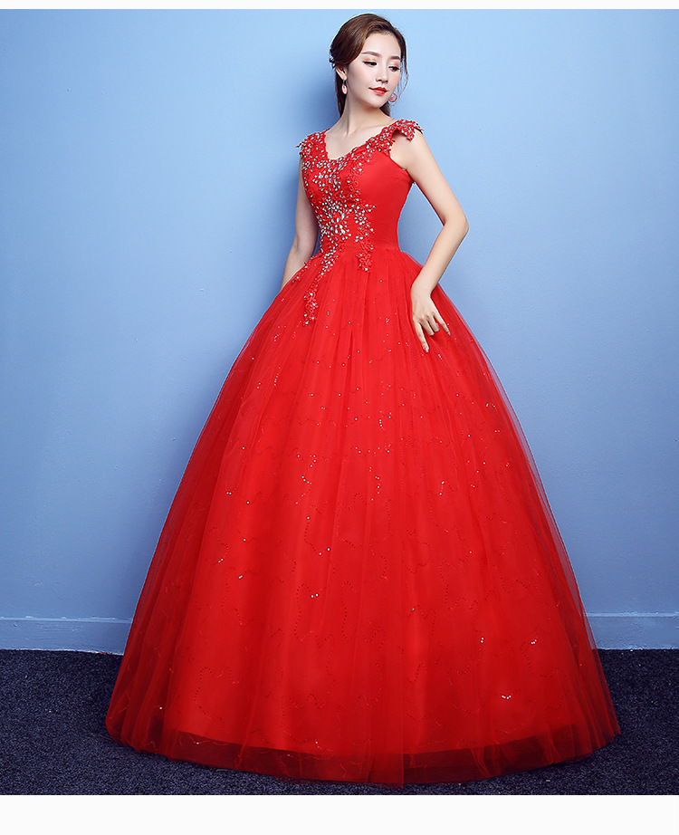 Vestido De Noiva 2020 V-neck Beading Backless Sexy Wedding Dress Tulle Crystal Ball Gown Bride Dress Elegant Wedding Gowns