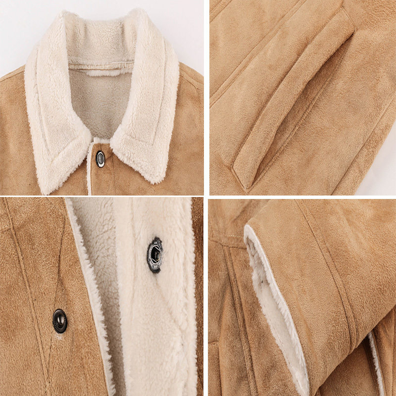 Mens Jackets and Coats Retro Style Suede Leather Jacket Men Leather Motorcycle Jacket Fur Lined Warm Coat Winter Velvet Overcoat 201118