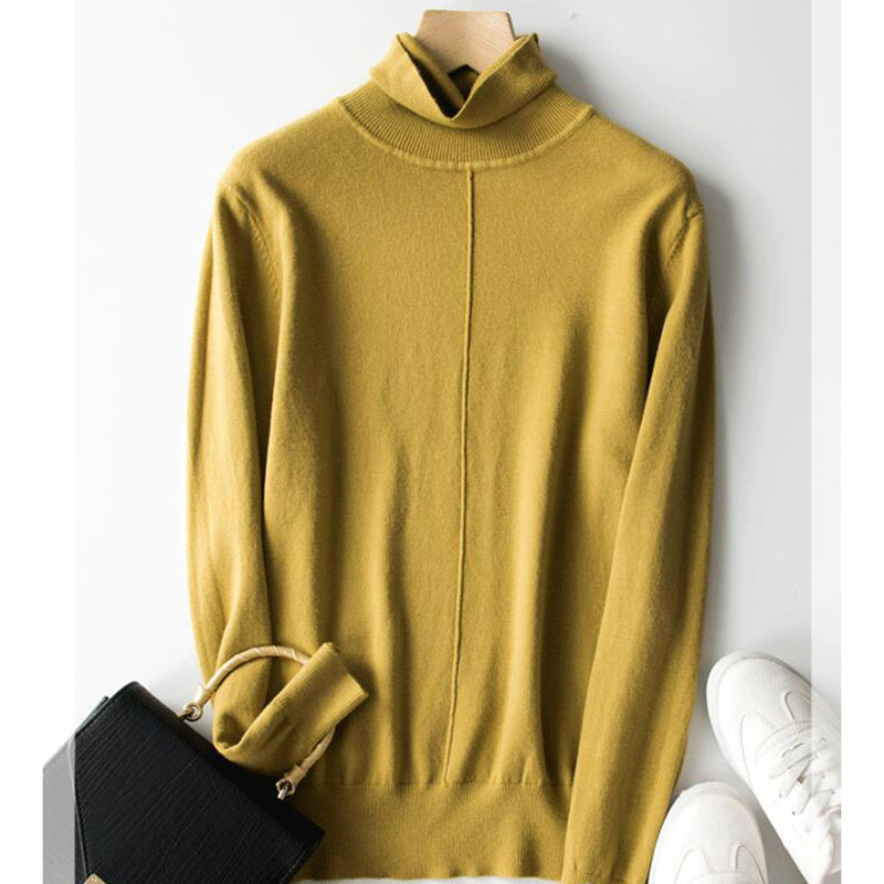 GCAROL Women Turtleneck Slim Sweater 30% Wool Candy Warm Elegant Jumper Stretch Cashmere OL Base Knit Pullover Plus Size 2XL 201130
