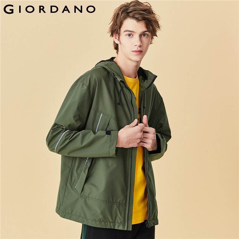 Giordano Men Jackets Lightweight Cargo Hooded Jackets Mesh Lining Zip Front Big Slant Pockets Jaqueta Masculino 01070720 201106