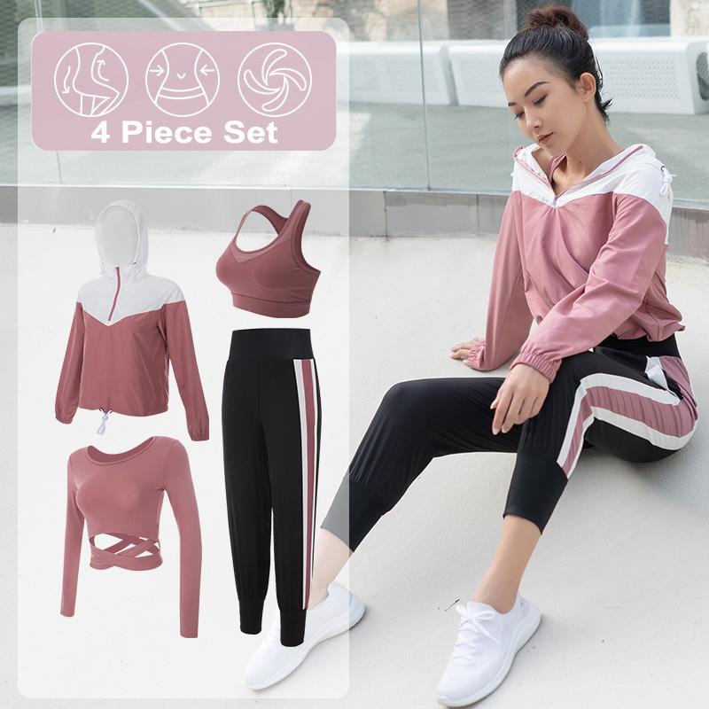 Gym Clothing for Women Yoga Fitness 4 Piece Set Jogging Sportswear Workout Bra and Leggings Sports Clothing Suit, A-1
Gym Clothing for Women Yoga Fitness 4 Piece Set Jogging Sportswear Workout Bra and Leggings Sports Clothing Suit, A-1