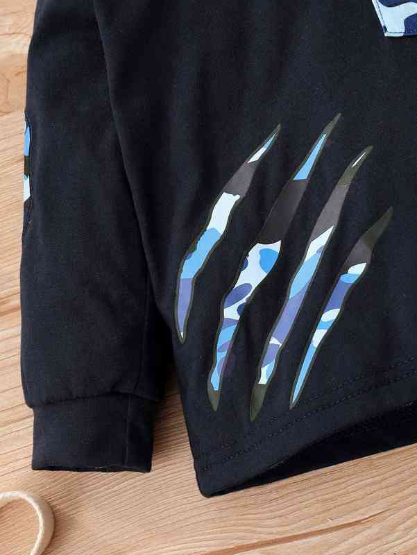 Baby Camo Print Patched Pocket Hoodie & Sweatpants SHE
