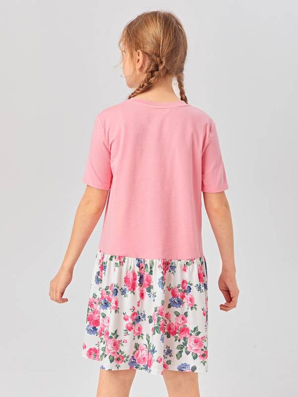 Girls Floral Ruffle Hem Smock Dress SHE