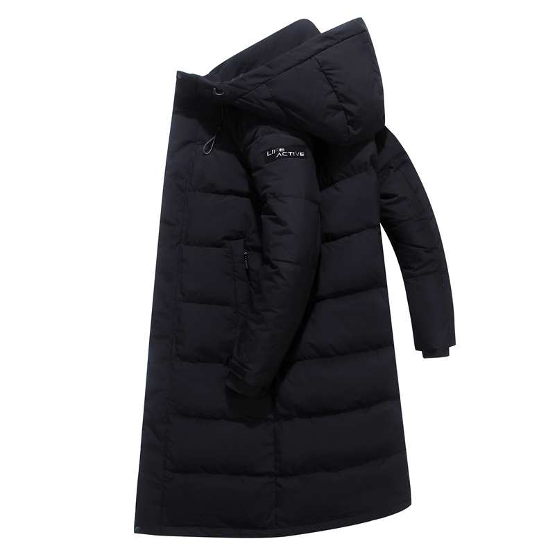 Winter 90% White Duck Down Jacket Men Hooded Fashion High Quality Long Thicken Warm Down Coat Loose Black Overcoat Parkas 201103