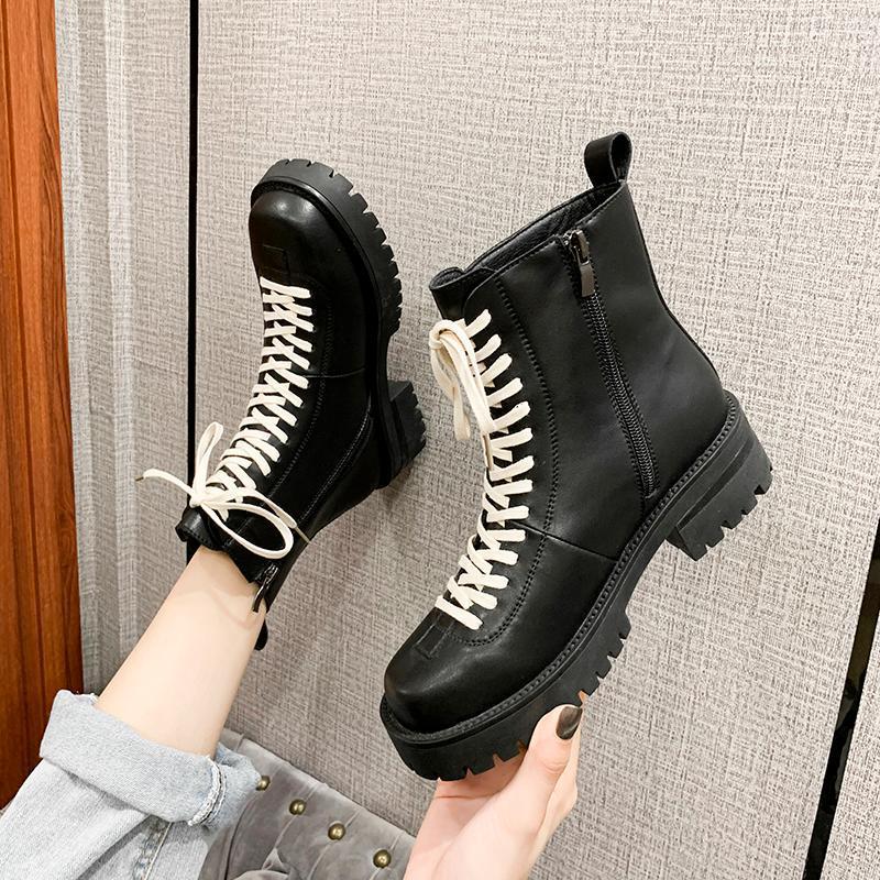 Fashion Lace-up Boots Black Thick Heel Boot With Round Head Waterproof Platform Student Soles1
Fashion Lace-up Boots Black Thick Heel Boot With Round Head Waterproof Platform Student Soles1