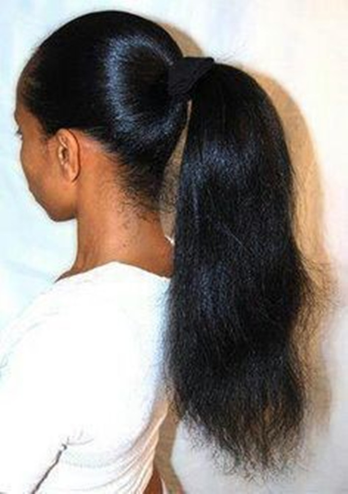 Natural hair ponytail bun updo best natural human hair pony tail for black women yaki permed african texture high sleek ponytail