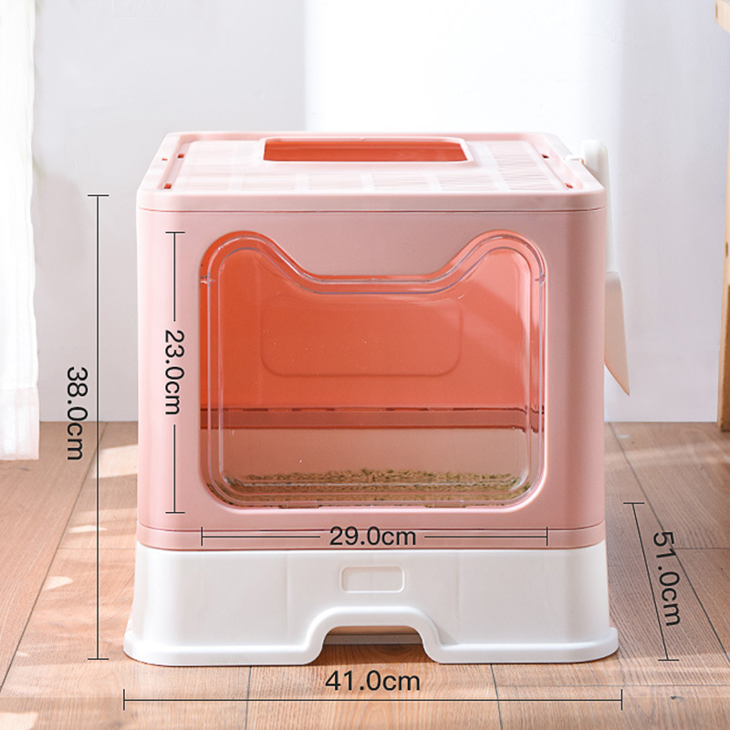 Fully Closed Cat Litter Box Automatic Foldable Cat Toilet Sandbox Top Entry Cat Restroom Bedpan Large Toilet for Cats with Tray