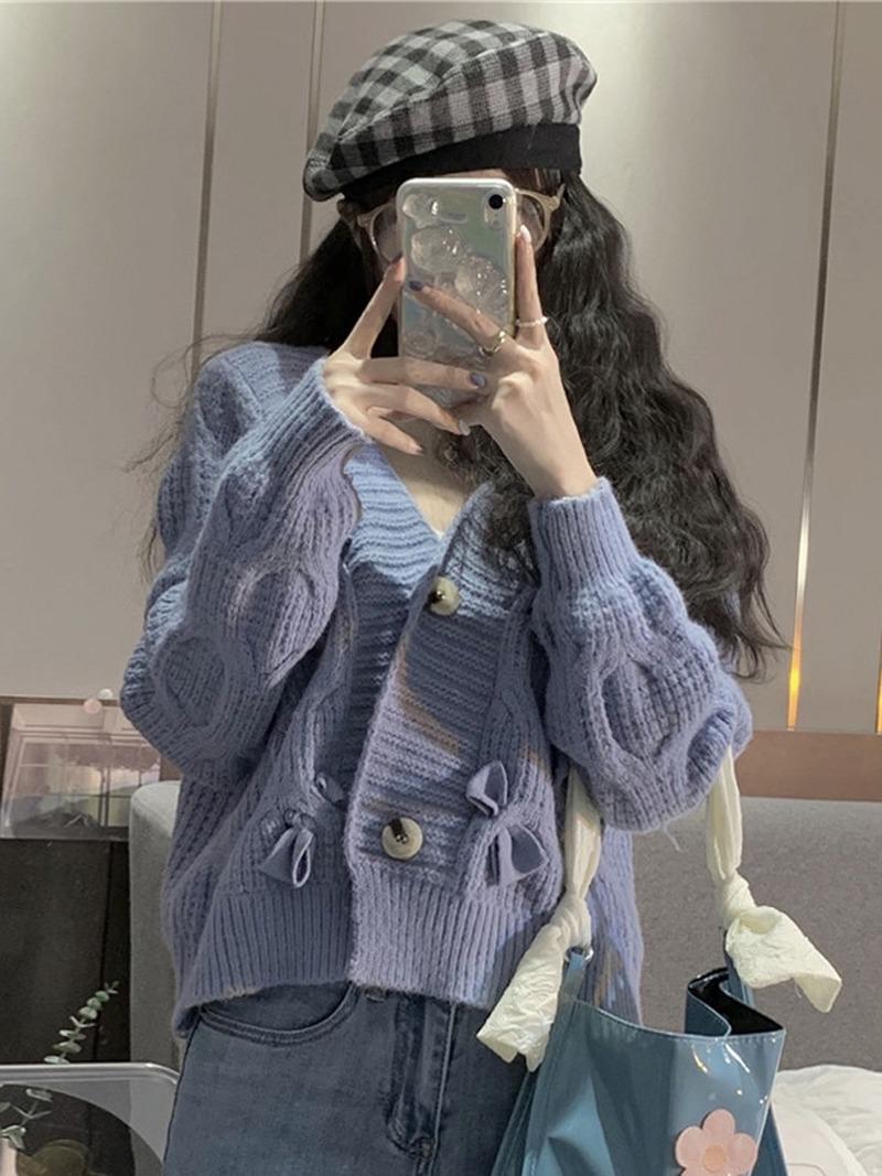 Women's Knits & Tees Sweet V Blue Twist Sweater Coat Autumn Bow Long Sleeve Solid Knitted Cropped Cardigan Pull Femme Fashion Preppy Top Whi, White
Women's Knits & Tees Sweet V Blue Twist Sweater Coat Autumn Bow Long Sleeve Solid Knitted Cropped Cardigan Pull Femme Fashion Preppy Top Whi, White