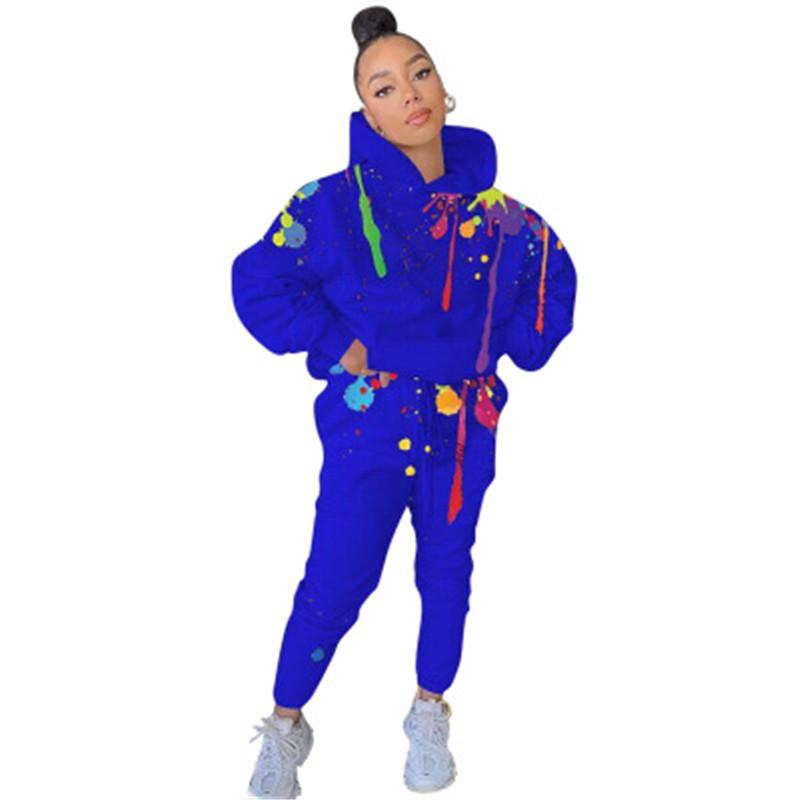 Ladies Splash Ink Two Piece Sets Fashion Trend Long Sleeve Hooded Tops Drawstring Trousers Suit Designer Female New Casual Loose Tracksuits, Blue
Ladies Splash Ink Two Piece Sets Fashion Trend Long Sleeve Hooded Tops Drawstring Trousers Suit Designer Female New Casual Loose Tracksuits, Blue