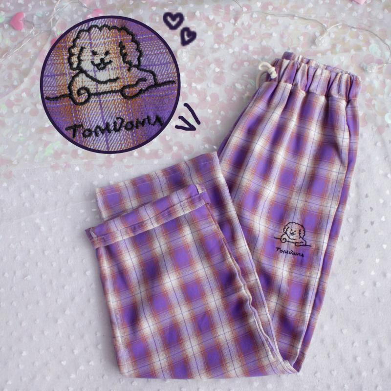 Harajuku Dog Embroidery Pants Women Japanese High Waist Cute Casual Purple plaid Pants Korean Kawaii Girls Wide Leg Trousers 201109, Picture color
Harajuku Dog Embroidery Pants Women Japanese High Waist Cute Casual Purple plaid Pants Korean Kawaii Girls Wide Leg Trousers 201109, Picture color