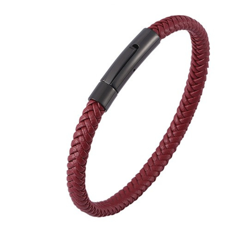Fashion Jewelry Multicolor Men Women Braid Leather Bracelet Bangle with Titanium Steel Clasp