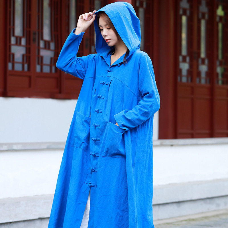 ORIGOODS Chinese style Hooded Long Trench Coat Women Witch Wizard Robe Hooded Coat Plus size Women Autumn Trench Coat C182 T200828