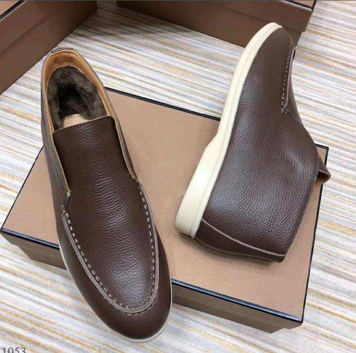 Genuine leather Mens womens Winter Fur dress casual Shoes loro lp designer open walk flats Mocassin Plus Size 45 46
Genuine leather Mens womens Winter Fur dress casual Shoes loro lp designer open walk flats Mocassin Plus Size 45 46